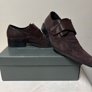 Men’s Zola Classic Velcro Strap Slip On Dress Loafers Brown Suede Size 10.5